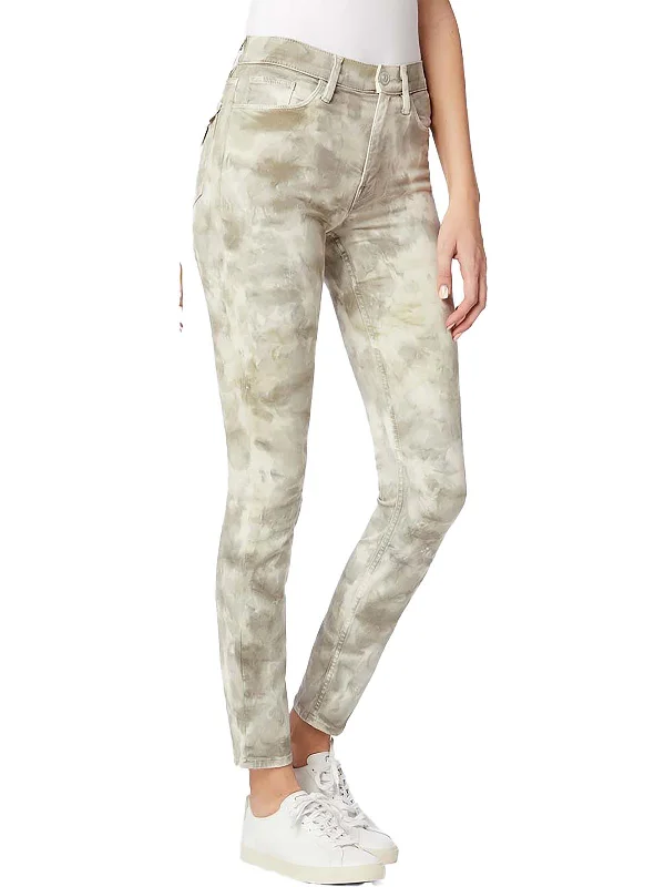 coral stripe pants -Collin Womens High Rise Tie-Dye Skinny Jeans