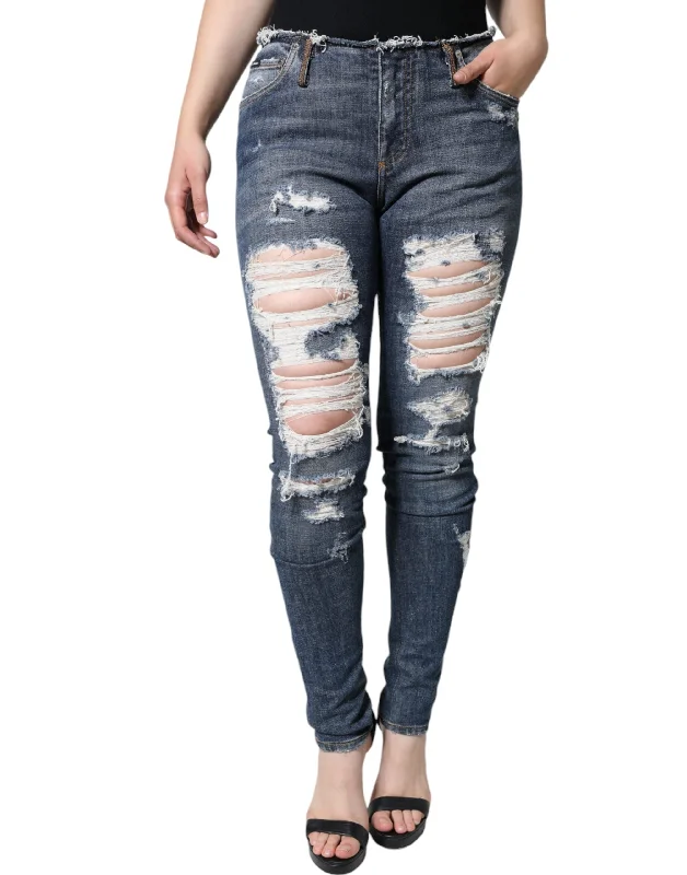 bold flash pants -Dolce & Gabbana blue Cotton Stretch Tatte Skinny Women's Jeans