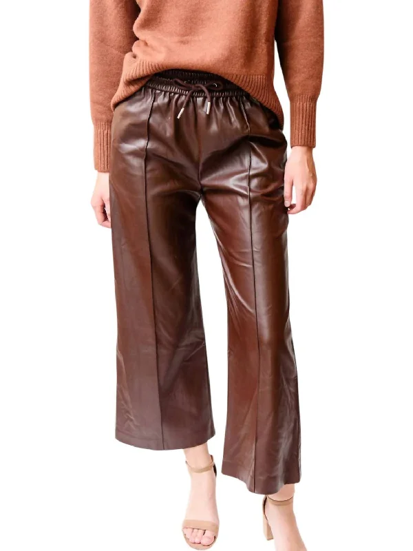 wave soft pants -Faux Leather Pants In Chocolate