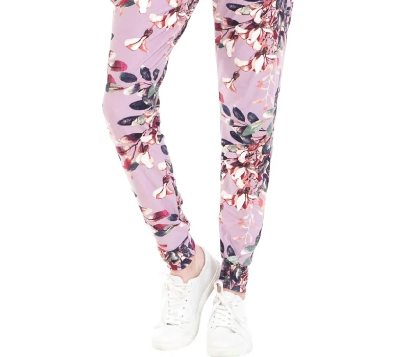 run flex pants -Floral Jill Jogger Pants In Purple