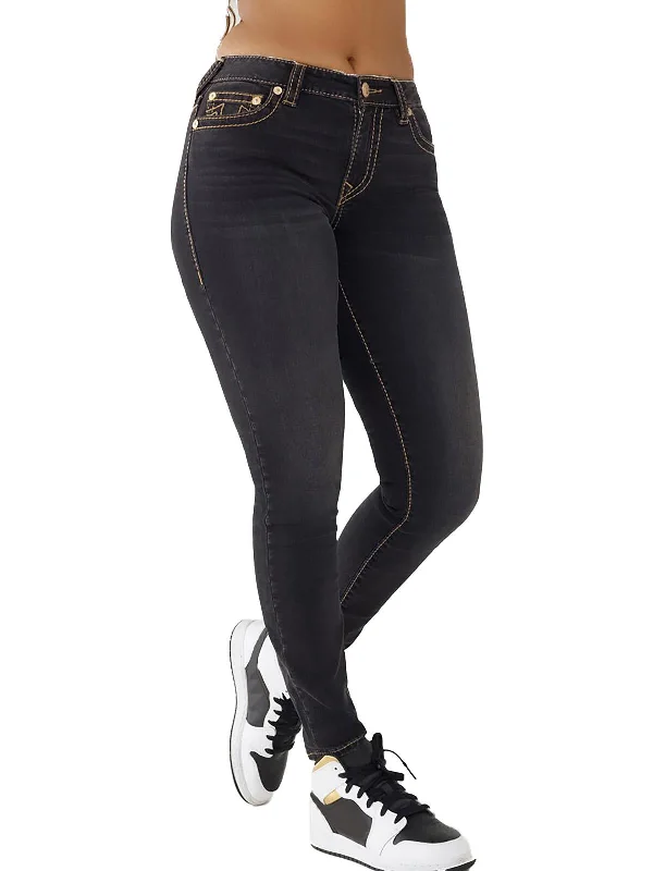 ochre glow pants -Halle Womens Mid-Rise Stretch Skinny Jeans