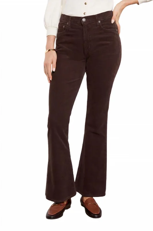 duo vivid pants -Isola Flare Corduroy Pants In Dark Brown