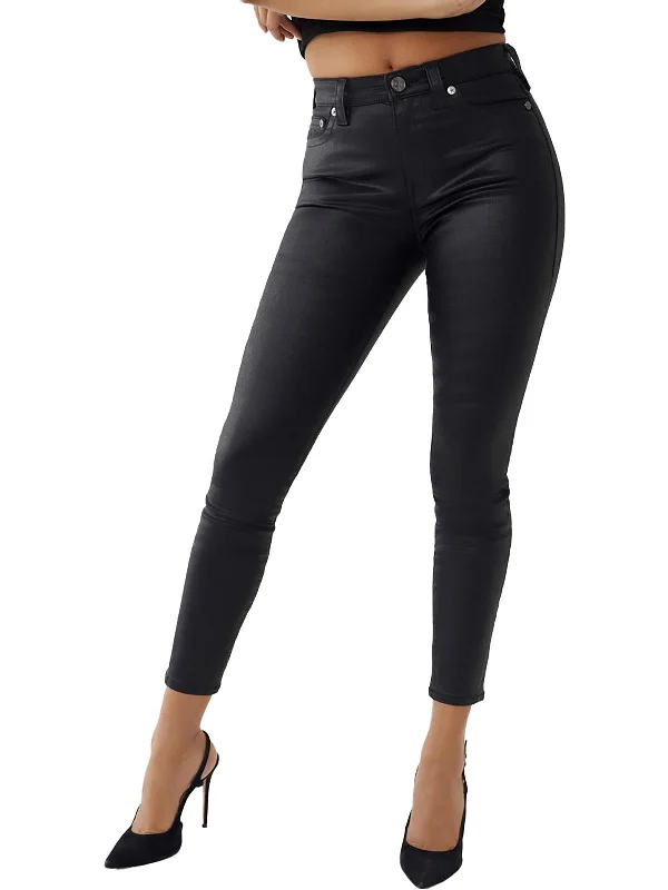 teen ripple pants -Jennie Curvy Womens High-Rise Coated Skinny Jeans