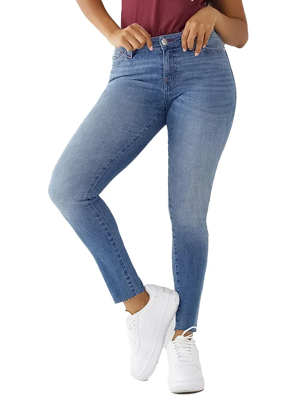 mist grey pants -Jennie Curvy Womens Mid-Rise Medium Wash Skinny Jeans