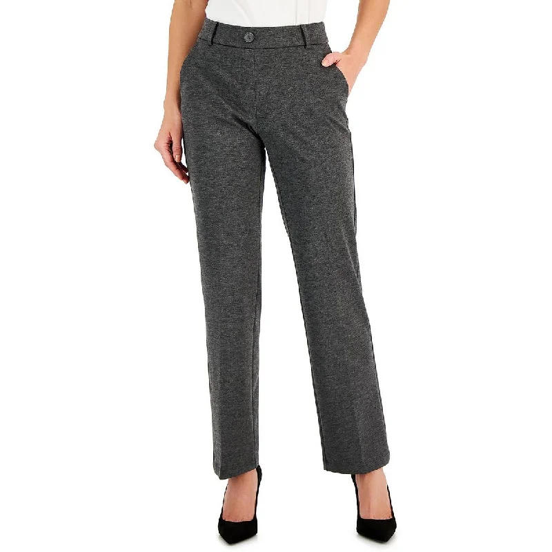 flare line pants -Petites Womens Faux Fly Office Wide Leg Pants