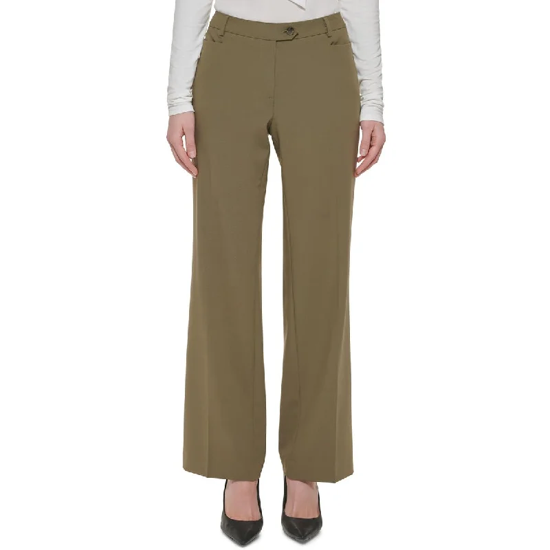 pine gym pants -Petites Womens High Rise Slim Leg Dress Pants