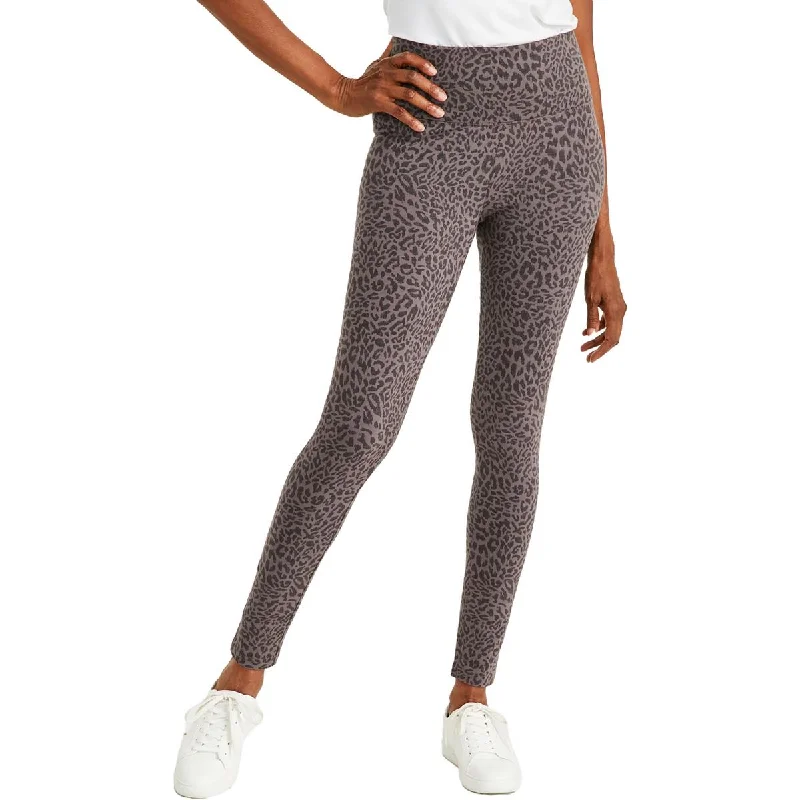 vivid stripe pants -Petites Womens Leopard Print High Rise Leggings