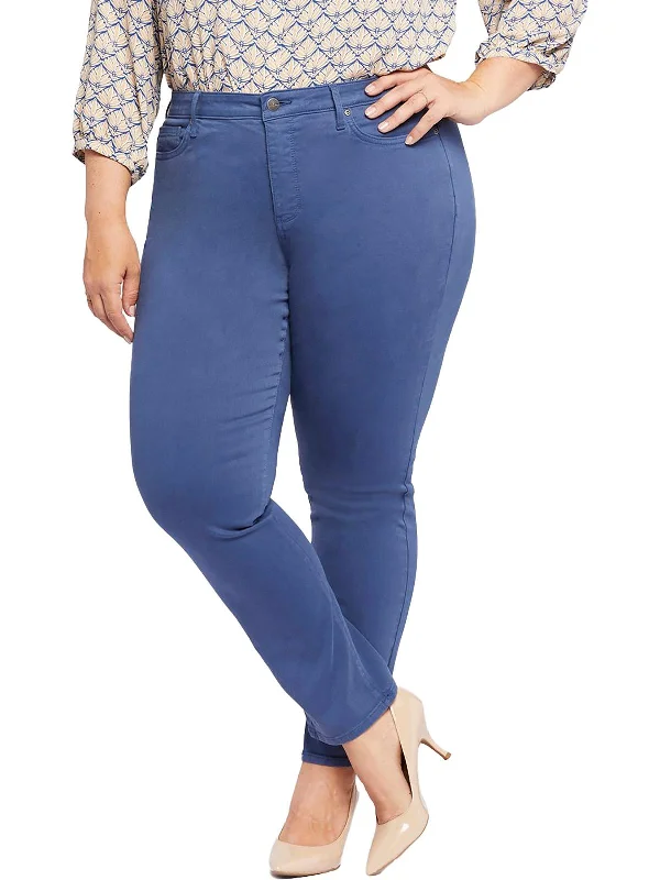 team glow pants -Plus Sheri Slim Womens Mid-Rise Stretch Straight Leg Jeans