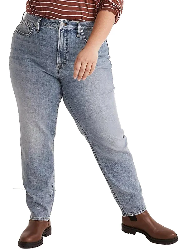 sand chill pants -Plus The Curvy Perfect Vintage Womens High-Rise Medium Wash Straight Leg Jeans