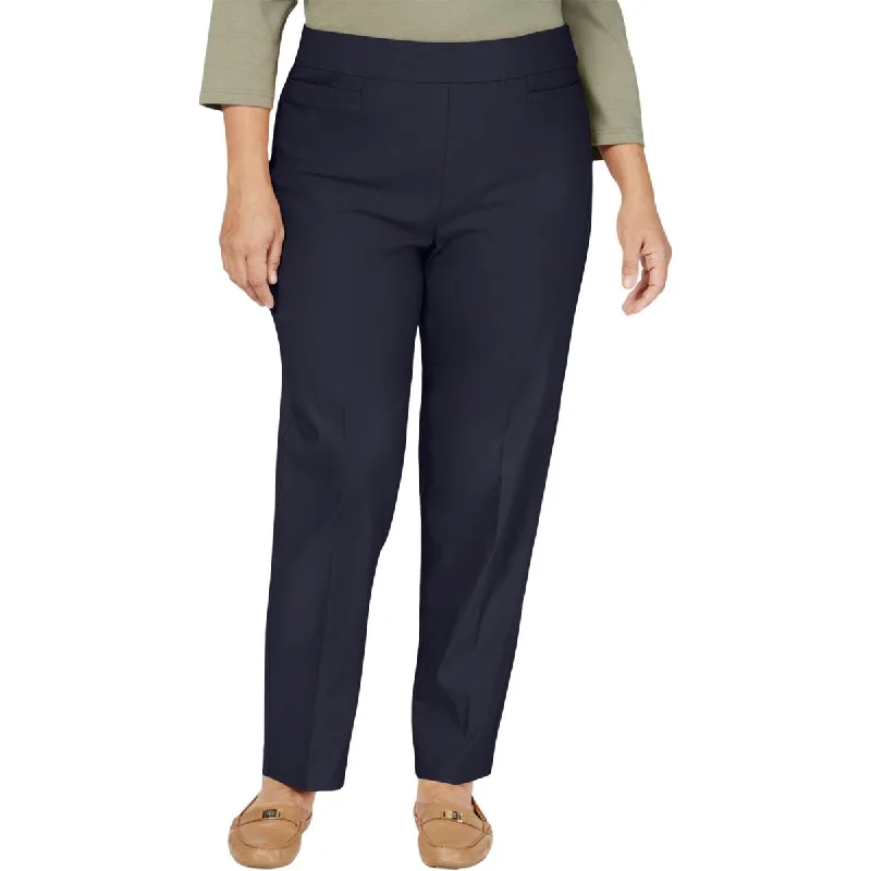 plus ripple pants -Plus Womens Knit Tummy Control Straight Leg Pants