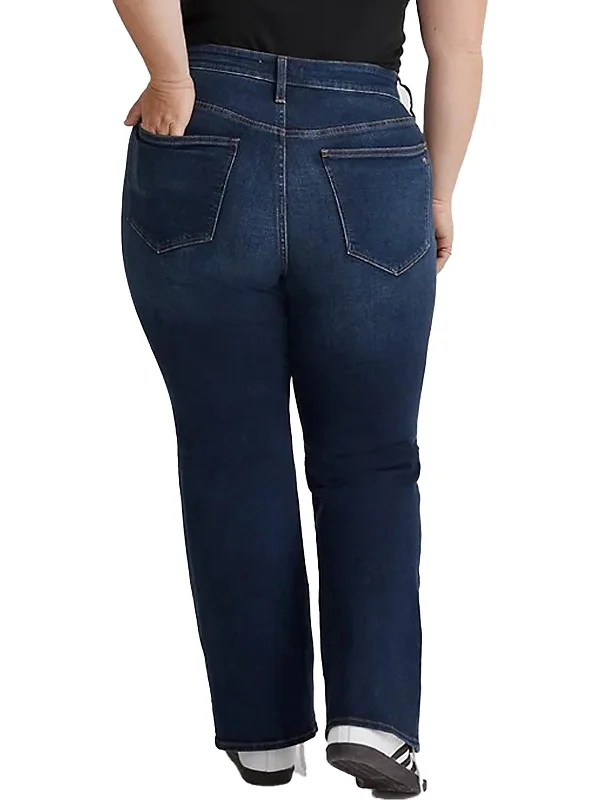 striking line pants -Plus Womens Skinny Dark Wash Flare Jeans