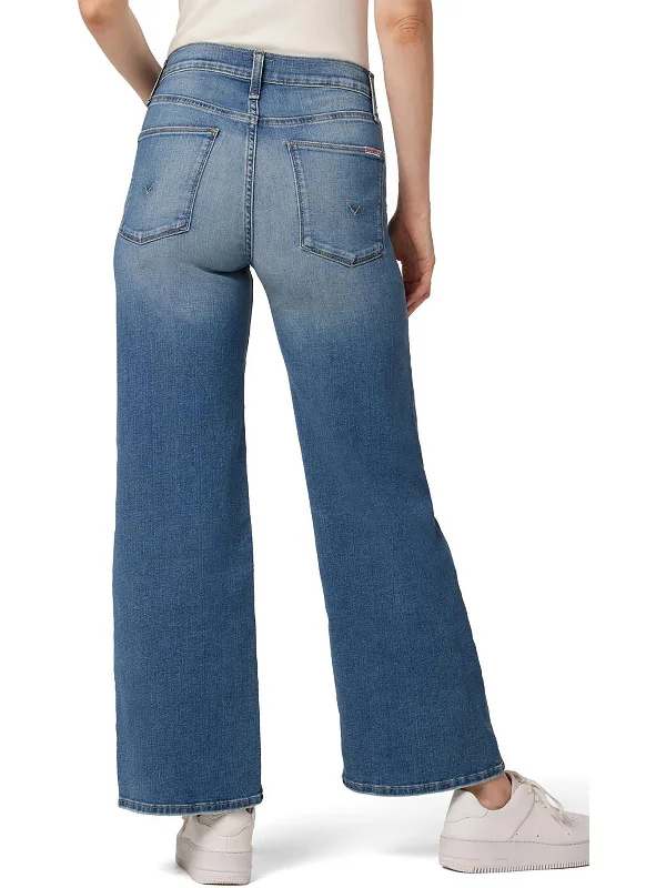 steel slim pants -Rosalie Womens High Rise Medium Wash Wide Leg Jeans