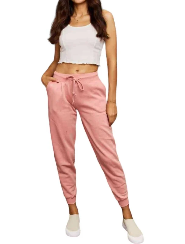 petite pop pants -Solid Jill Jogger Pants In Mauve