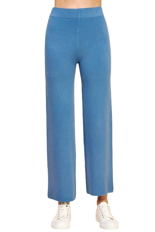 jersey flex pants -Straight Leg Sweater Pants In Dusty Blue