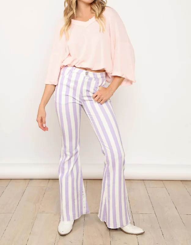 team glow pants -Stripe Denim Flares Jeans In Lavender