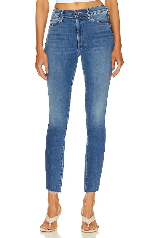 long comfy pants -Stunner Zip Ankle Step Fray Jean In Happy Pill