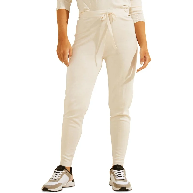 ruched leg pants -Tanya Womens Knit Drawstring Jogger Pants