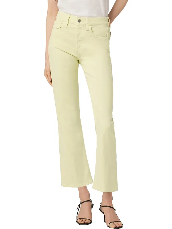 wine fitted pants -The Callie Womens High-Rise Cropped Bootcut Jeans