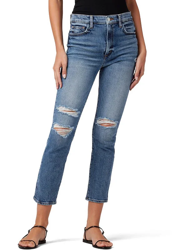 cool-touch pants -The Luna Womens High-Rise Crop Cigarette Jeans