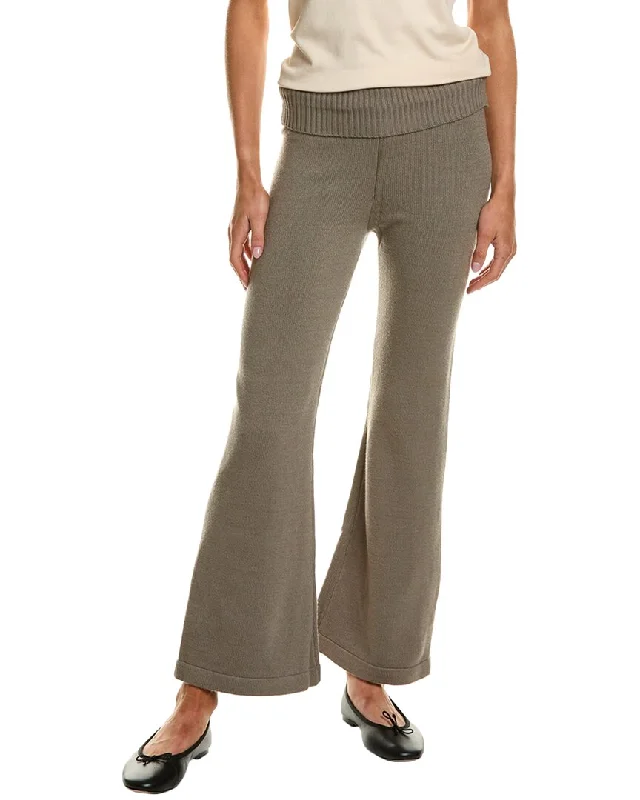 orchid gym pants -Vintage Havana Slim Fit Knit Fold-Over Flare Pant