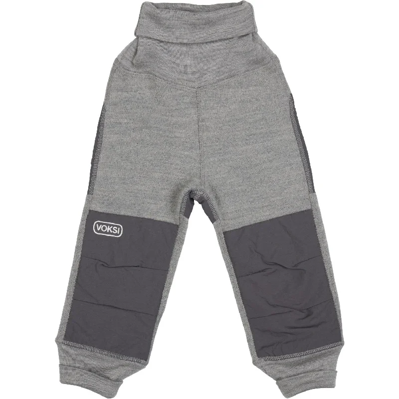 obsidian pants -Voksi® Melan Grey Wool Pants Fleece