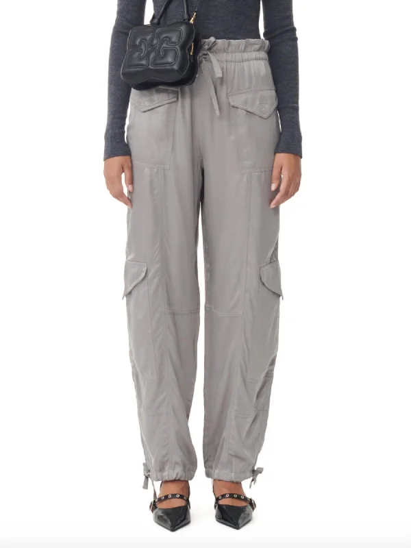 nickel gym pants -Washed Satin Pants In Frost Grey