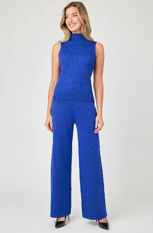 polo cut pants -Wide Leg Ribbed Knit Pants