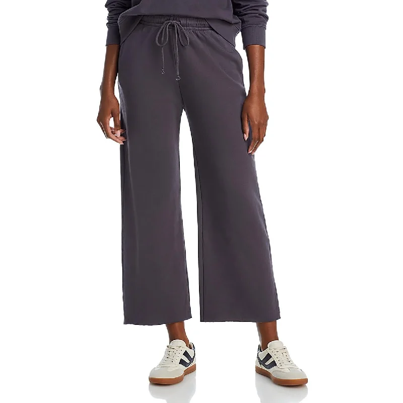 ventilated tough pants -Womens Cotton Drawstring Hem Wide Leg Pants