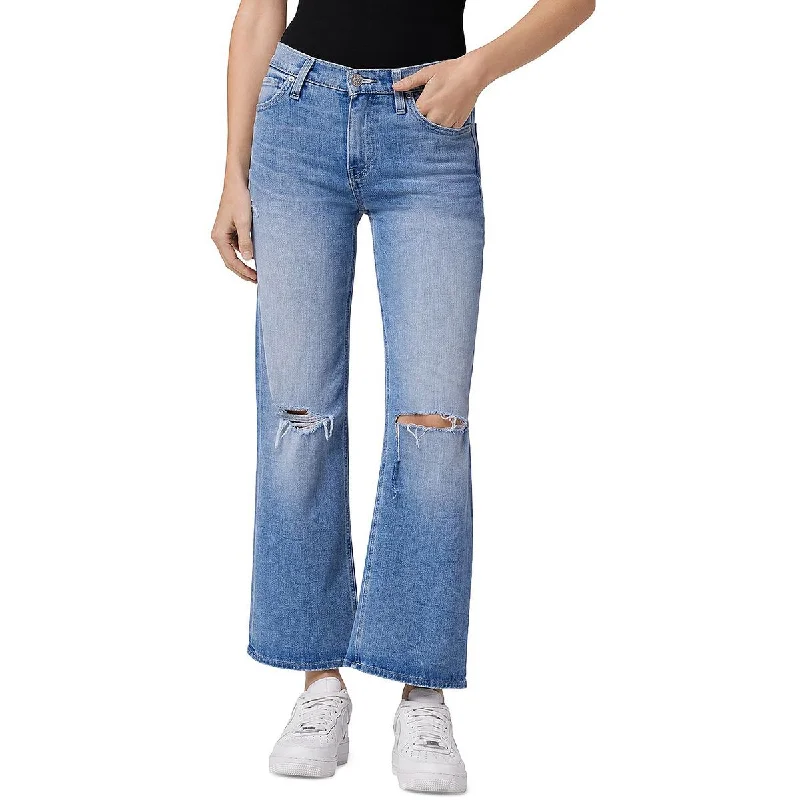 plus pop pants -Womens Distressed High Rise Wide Leg Jeans