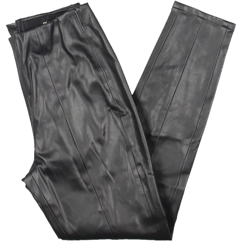 celery ripple pants -Womens Faux Leather High Rise Leggings