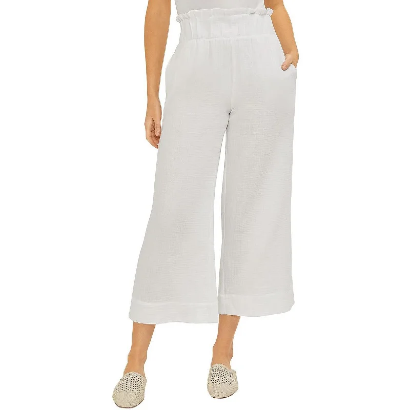 squad flex pants -Womens Gauze Wide-Leg Cropped Pants