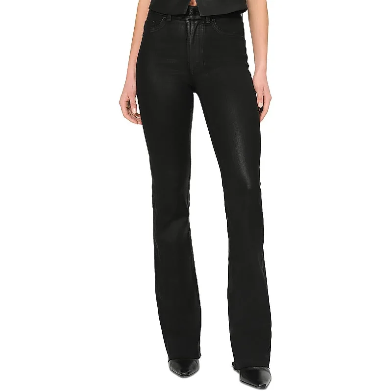 lapis comfy pants -Womens High Rise Coated Bootcut Jeans