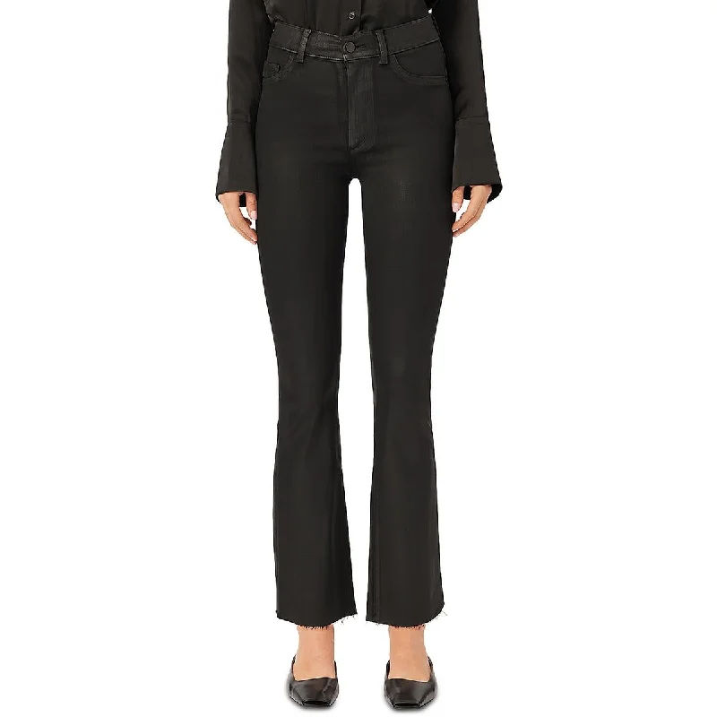 form fitted pants -Womens High Rise Coated Cropped Jeans