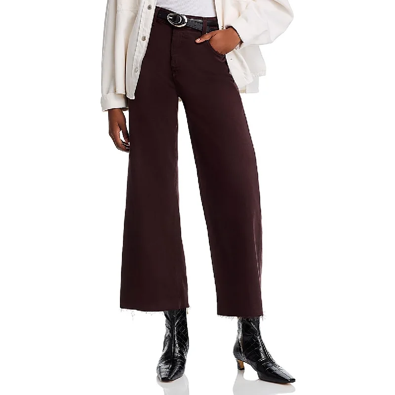 taupe subtle pants -Womens High Rise Frayed Hem Wide Leg Jeans