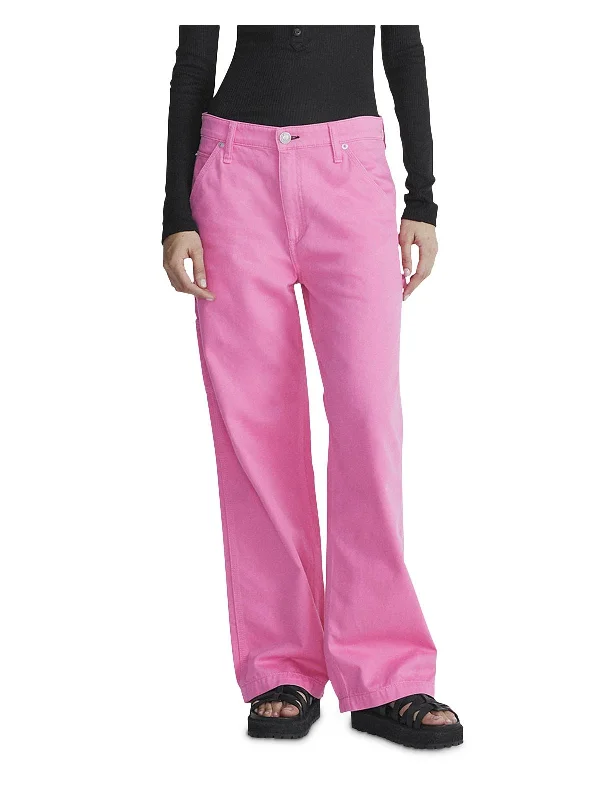 cerise stripe pants -Womens High Rise Solid Wide Leg Jeans