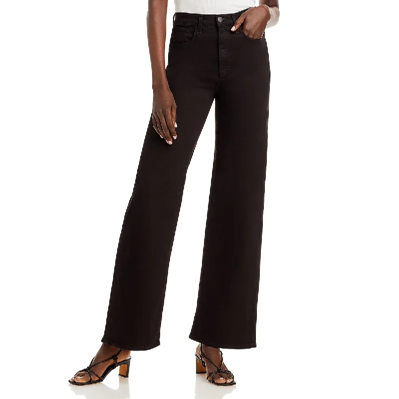 melon slim pants -Womens High Rise Solid Wide Leg Jeans