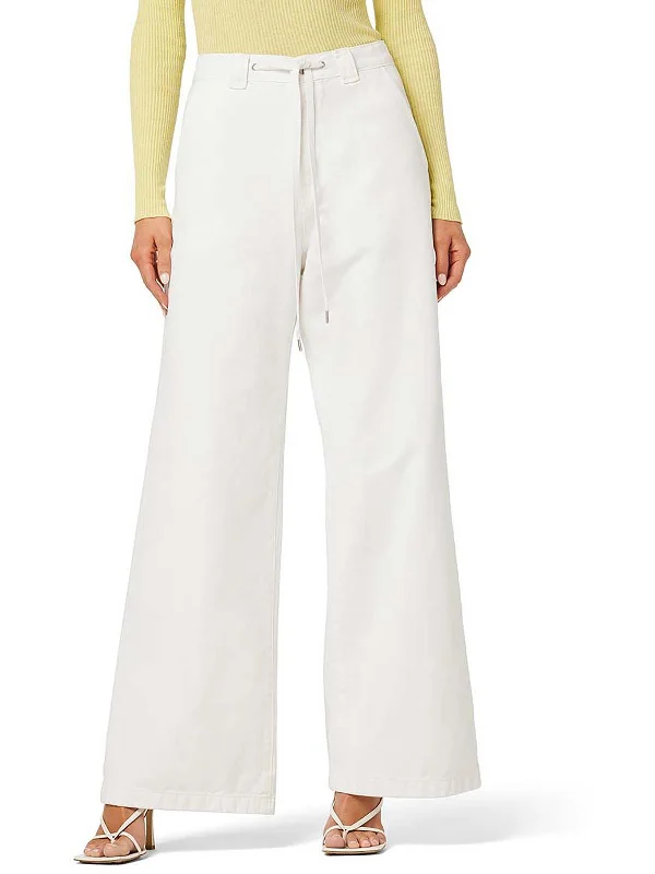 light stretch pants -Womens High Rise Trouser Wide Leg Jeans