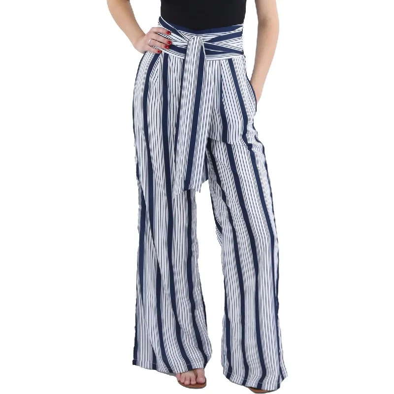 fall vibe pants -Womens High Waist Striped Trouser Pants