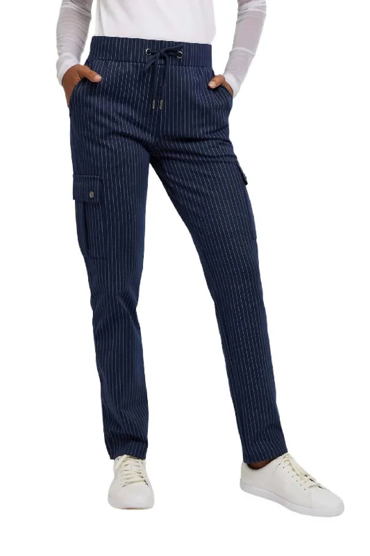 curve edge pants -Women's Indie Pinstripe Pant In Navy/white