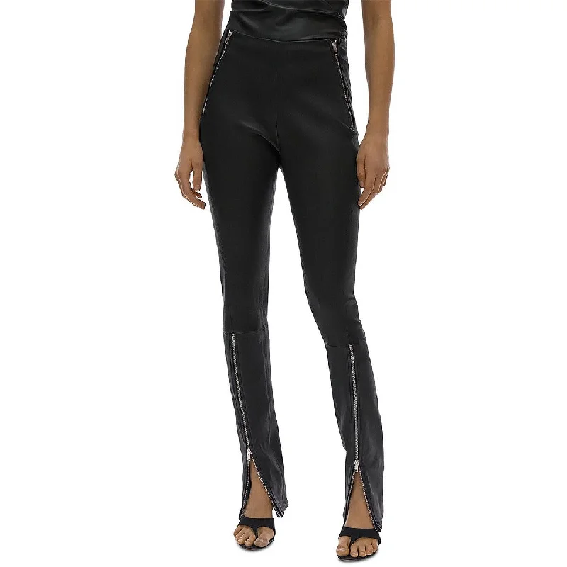 zinc flex pants -Womens Lamb Leather Zip Dress Pants