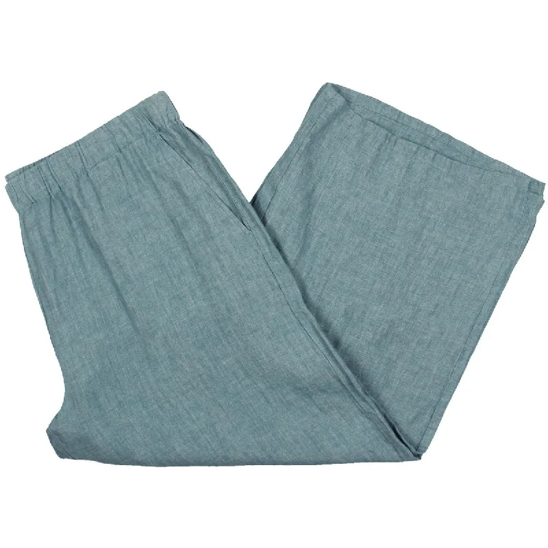 teen glow pants -Womens Linen Cropped Wide Leg Pants