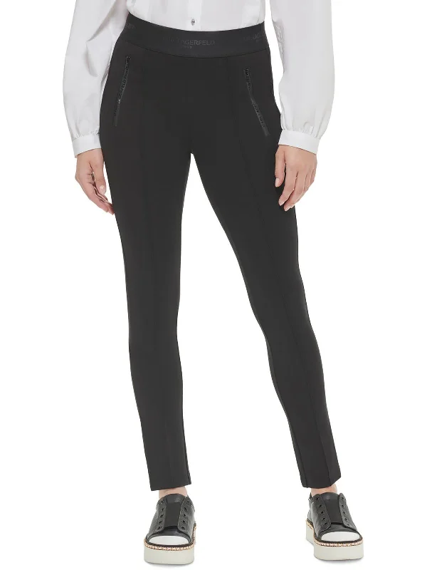 angle side pants -Womens Logo Zip Detail Skinny Pants