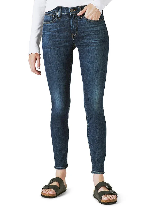 soft flash pants -Womens Mid-Rise Dark Wash Skinny Jeans