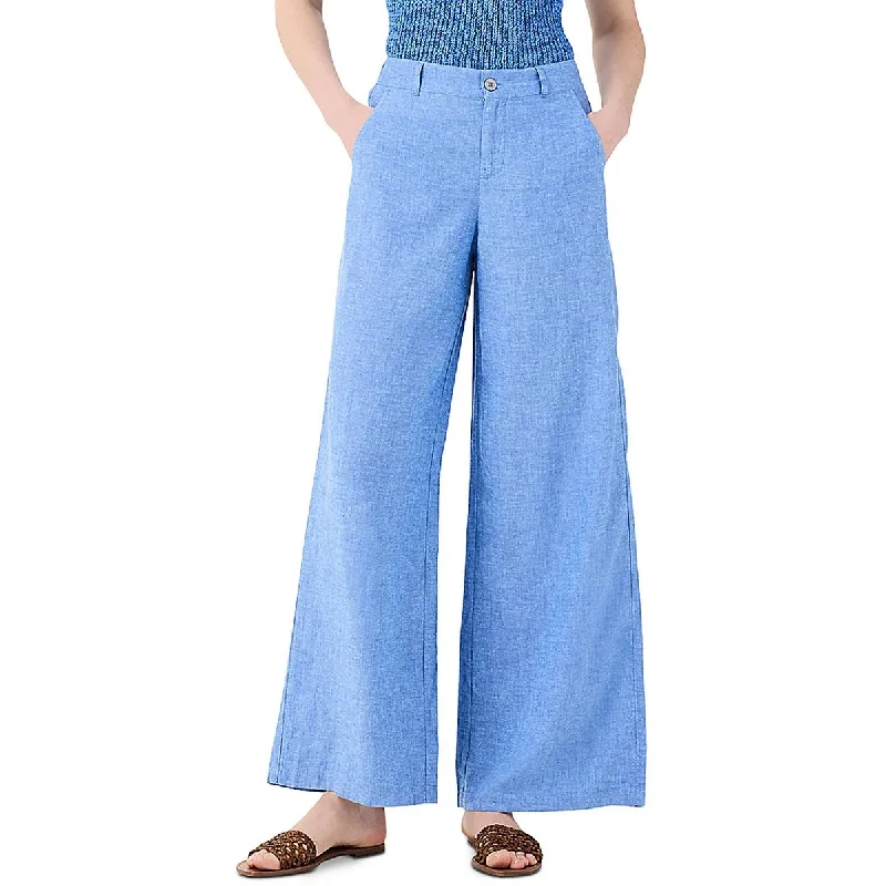 pair glow pants -Womens Organic Linen Blend High Rise Wide Leg Pants