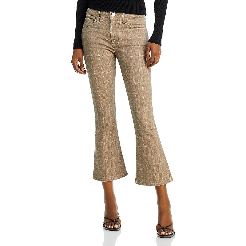 ruche flash pants -Womens Plaid Bootcut Cropped Jeans