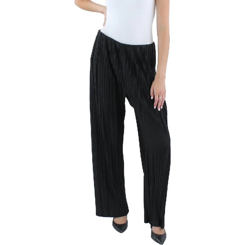 obsidian pants -Womens Pleated Textured Wide Leg Pants