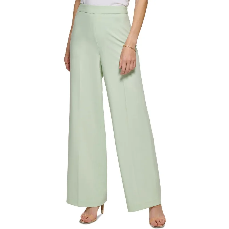 lilac fitted pants -Womens Pull On Stretch Wide Leg Pants