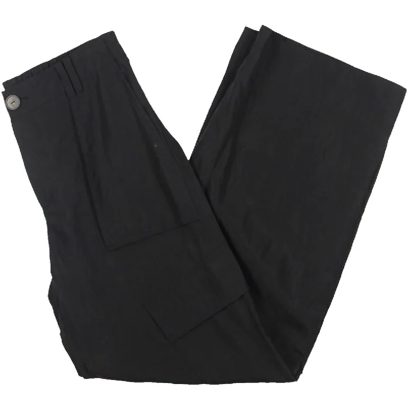 light glow pants -Womens Tencel Wide Leg Cargo Pants